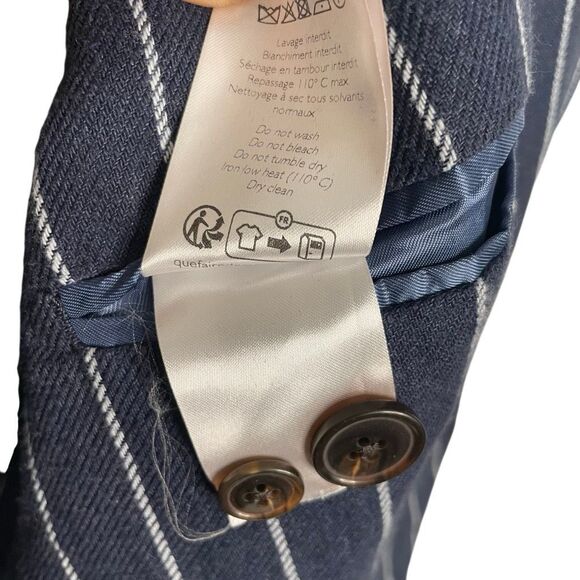 Octubre Editions Mens Jody Suit Navy Pinstripe Double Breasted Flat Front Pant - Picture 14 of 16